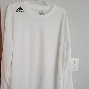 Adidas 3 stripes fitted long sleeve top, size 2XL, white